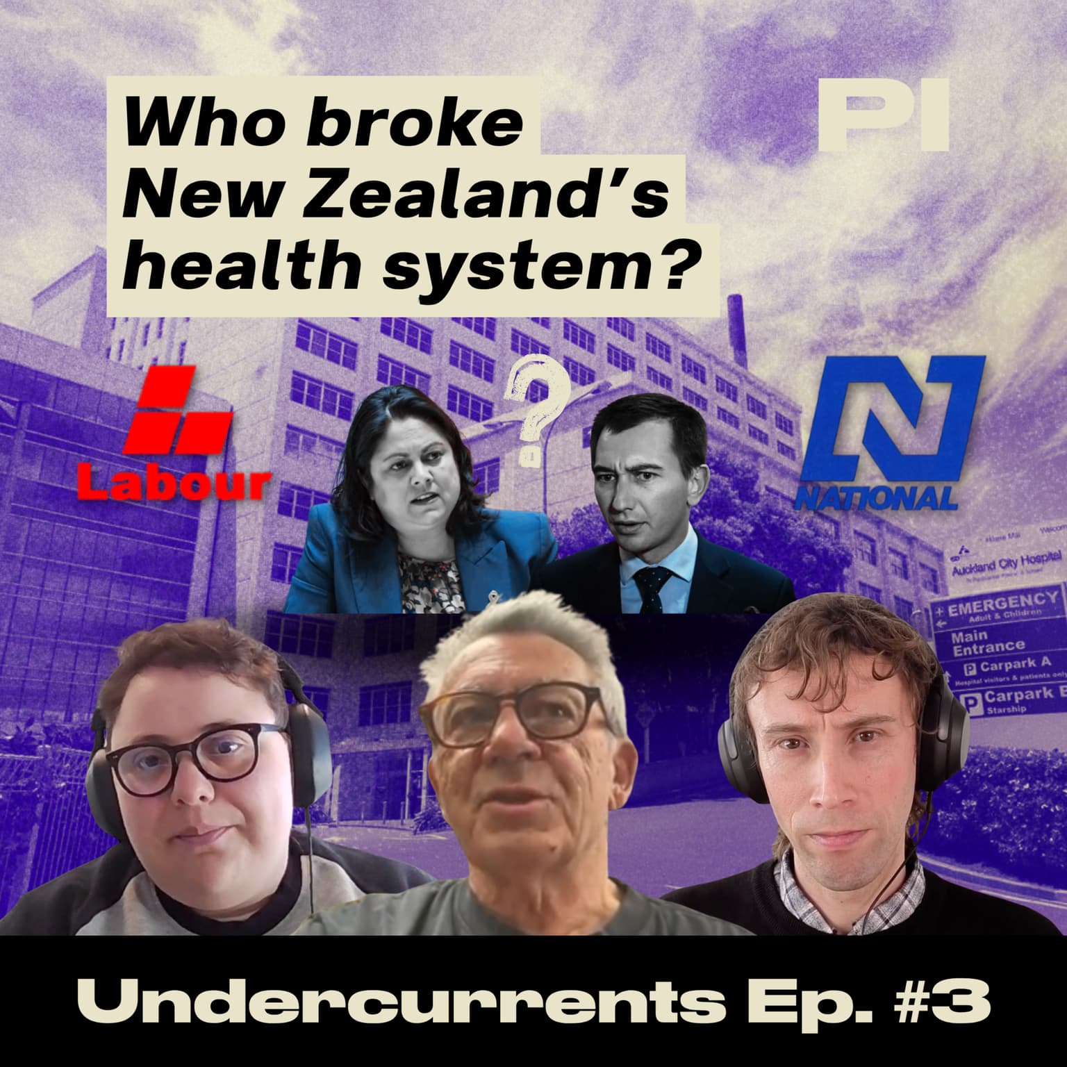 Undercurrents: Who broke NZ's health system? Rob Campbell and Justine Sachs talk with Ollie Neas artwork