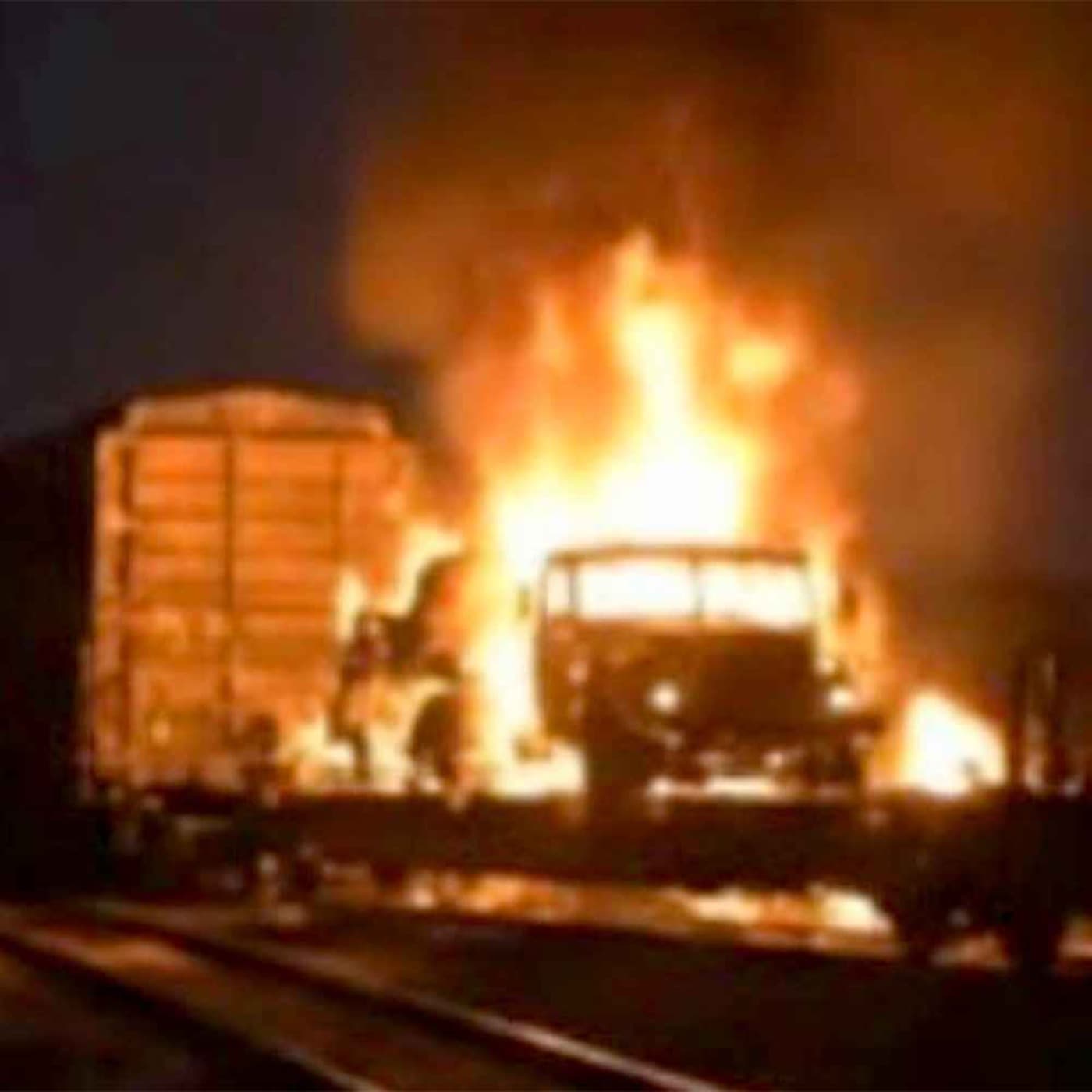 Russian fuel train 'erupts in fireball' at strategic railway hub & Trump abruptly shortens Putin's ceasefire deadline artwork