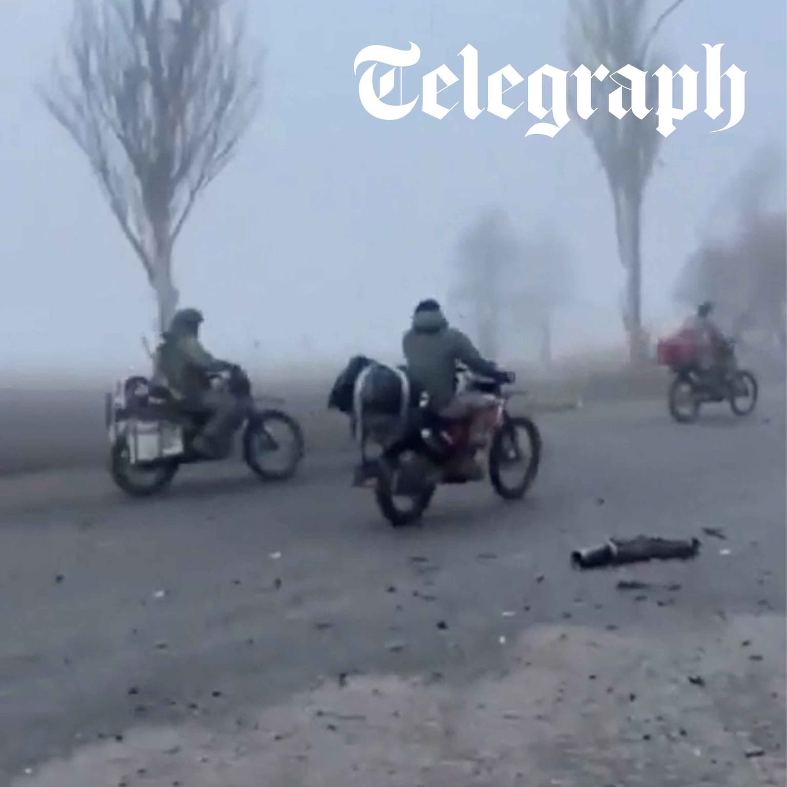 Motorcyclists slip into frontline Pokrovsk under cover of fog artwork