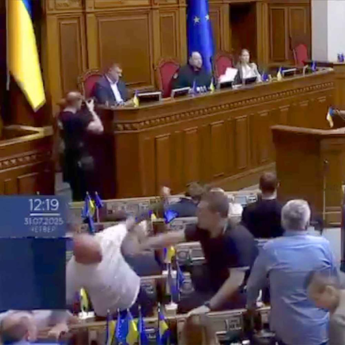 Ukrainian MPs brawl after Zelensky reverses anti-corruption law & Russia deploys rocket-powered drones artwork