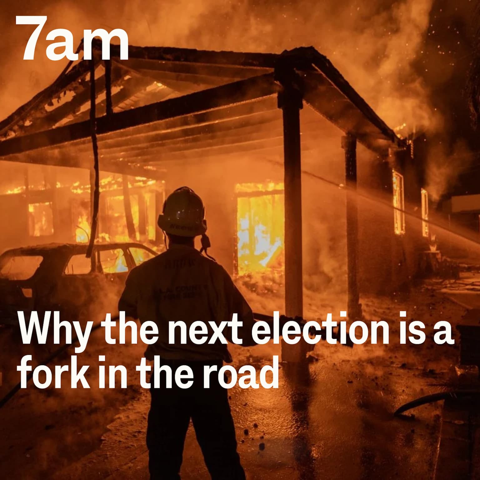 Burnt mansions: Why the next election is a fork in the road artwork