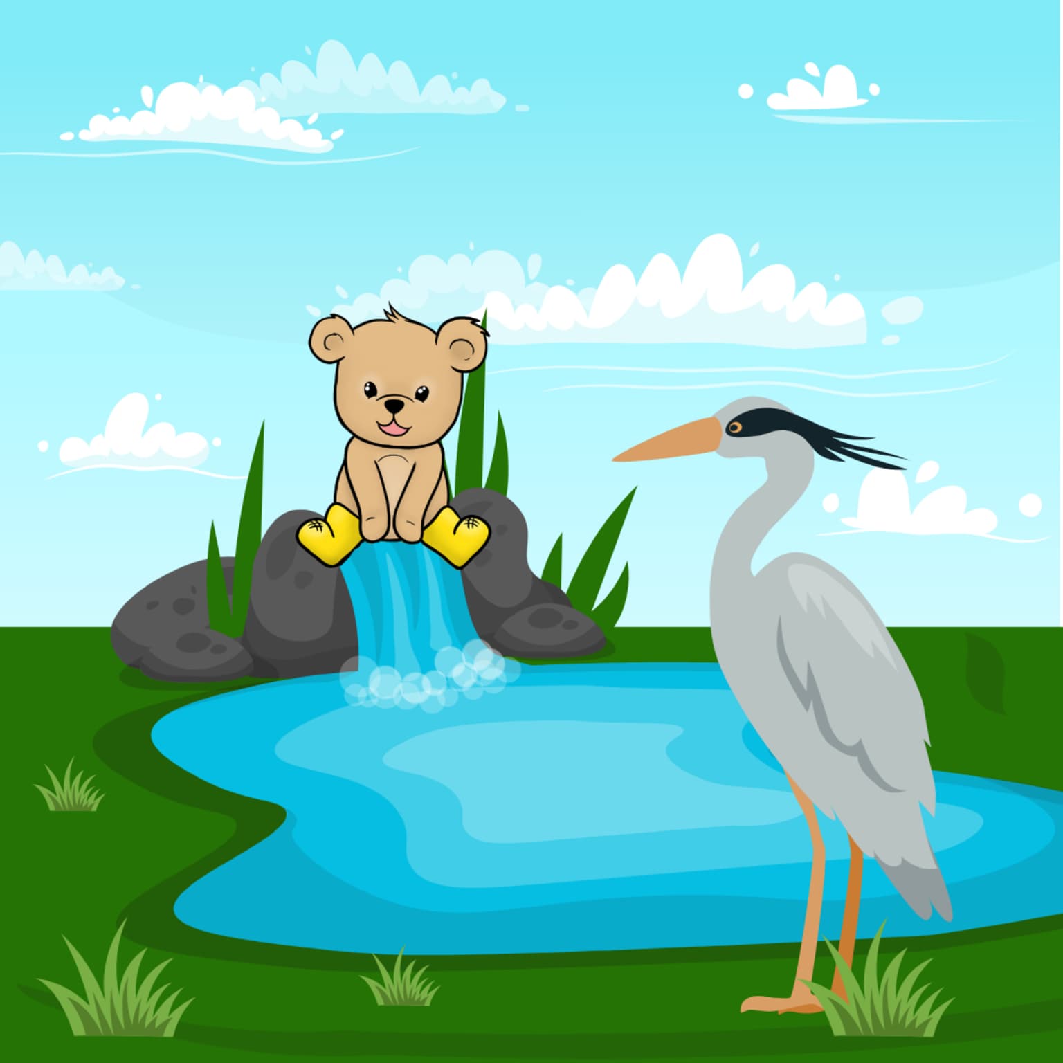 Geo og fiskehejren artwork