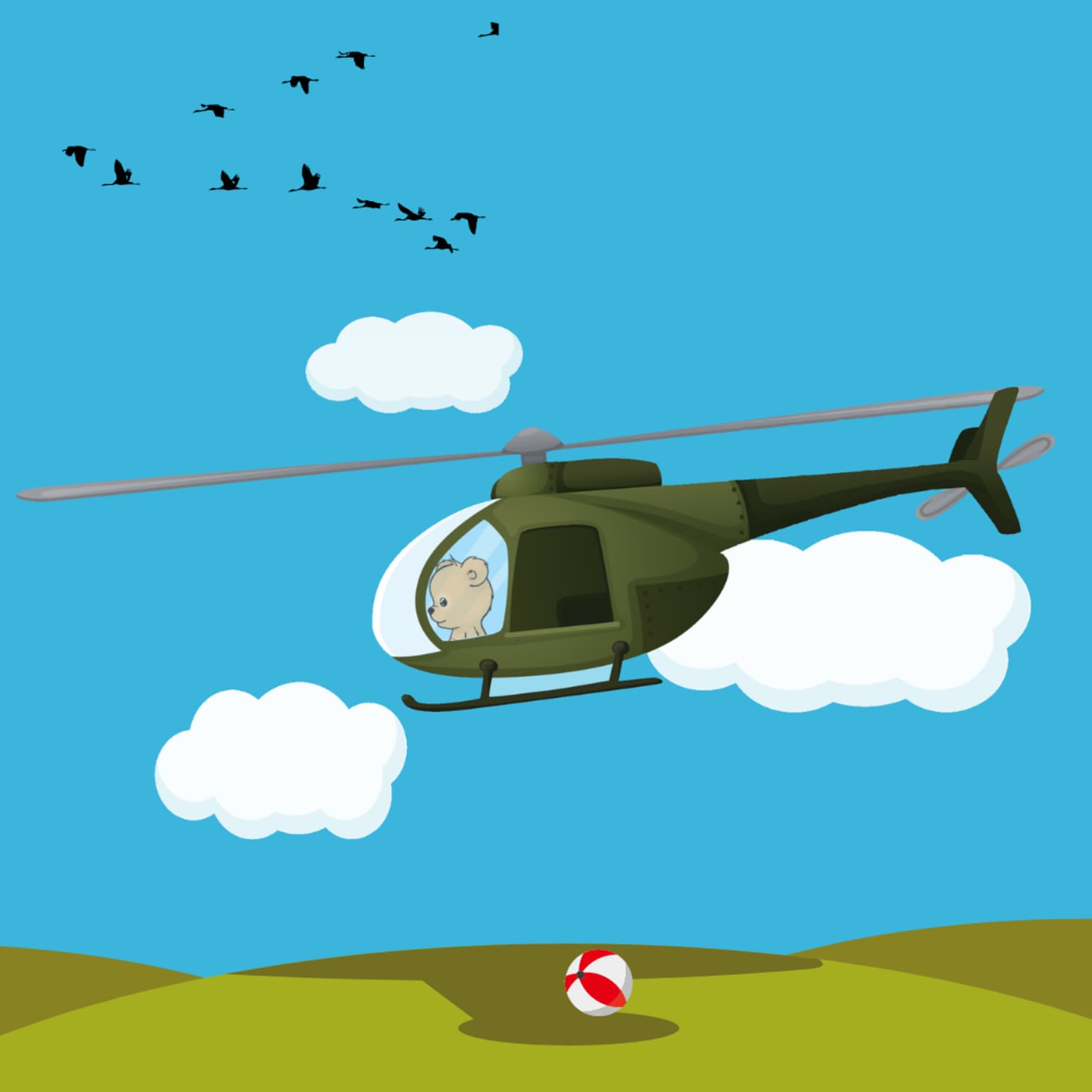 Geo og helikopteren artwork
