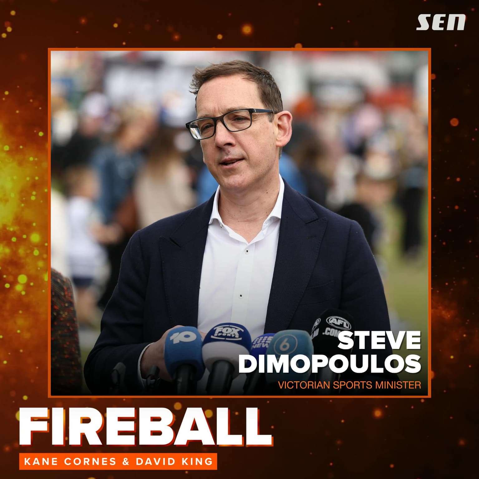 Victorian Minister for Sport and Major Events Steve Dimopoulos with some breaking news (15.06.26) artwork