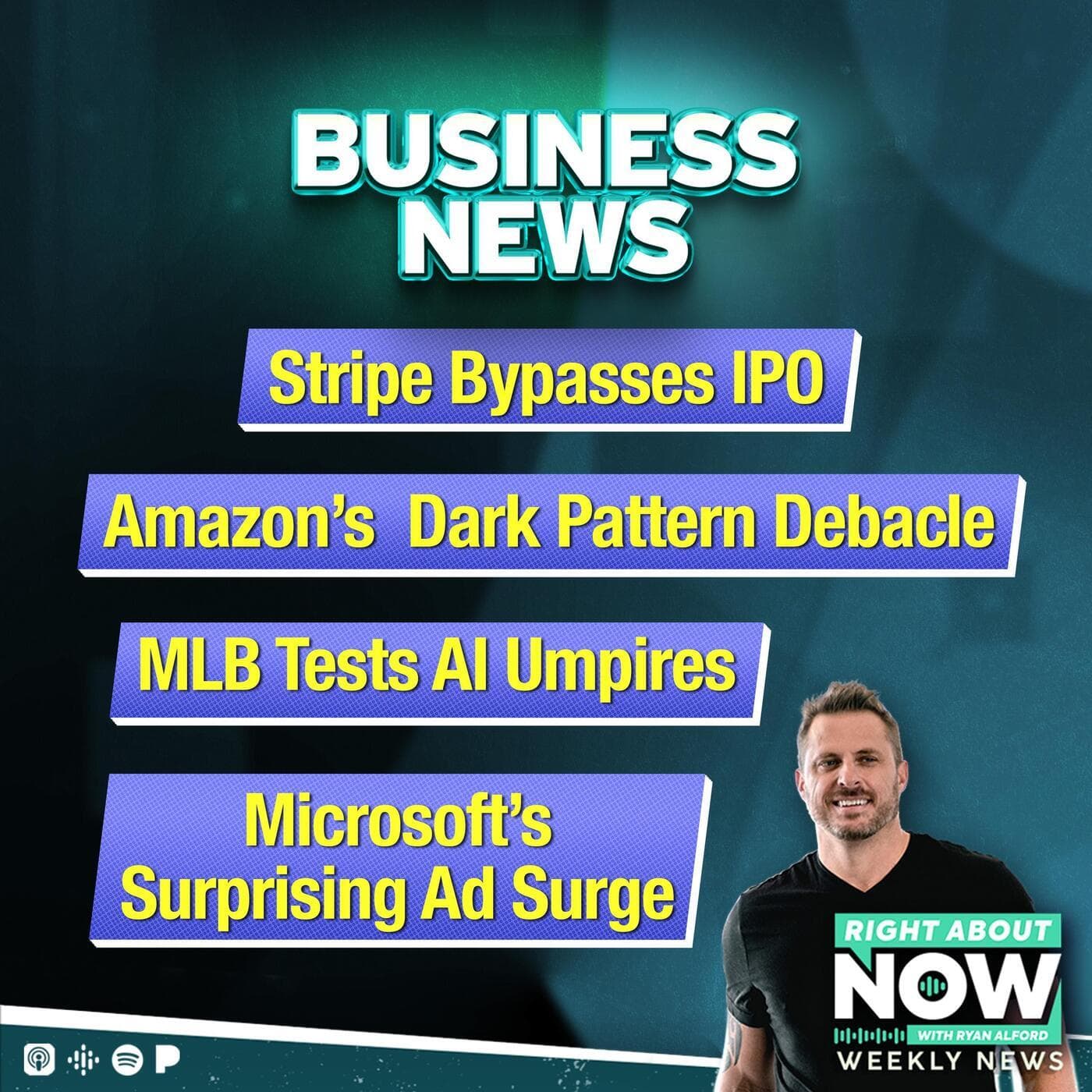 Business News: Stripe Bypasses IPO, Amazon’s Dark Pattern Debacle, MLB Tests AI Umpires, Microsoft’s Surprising Ad Surge artwork