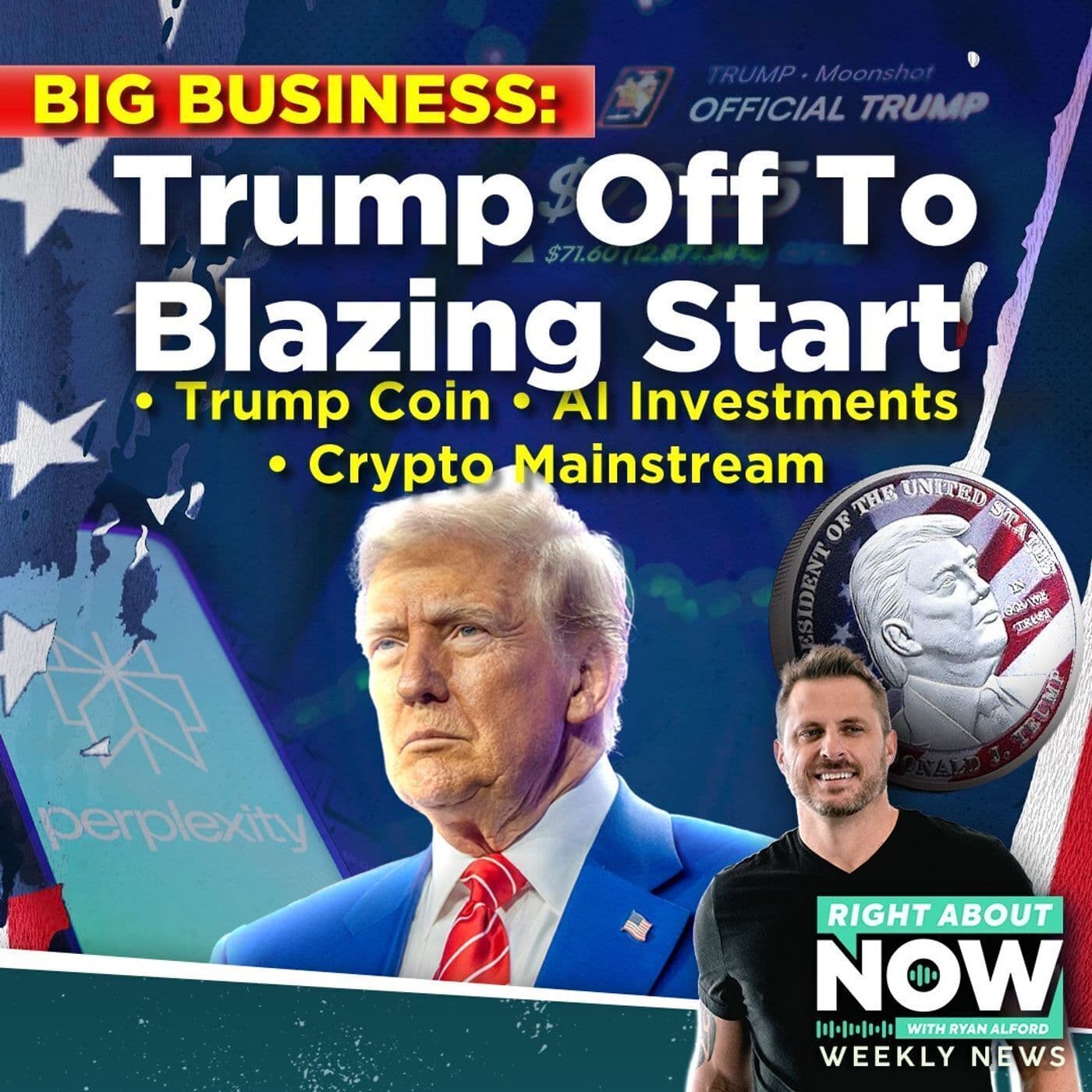 Big Business: Trump off to Blazing Start - Trump Coin - AI Investments - Crypto Mainstream artwork