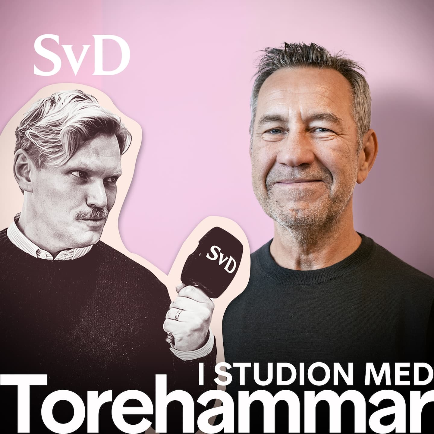 Vänsterpartiets valstrateg Sandro Scocco i studion med Torehammar artwork