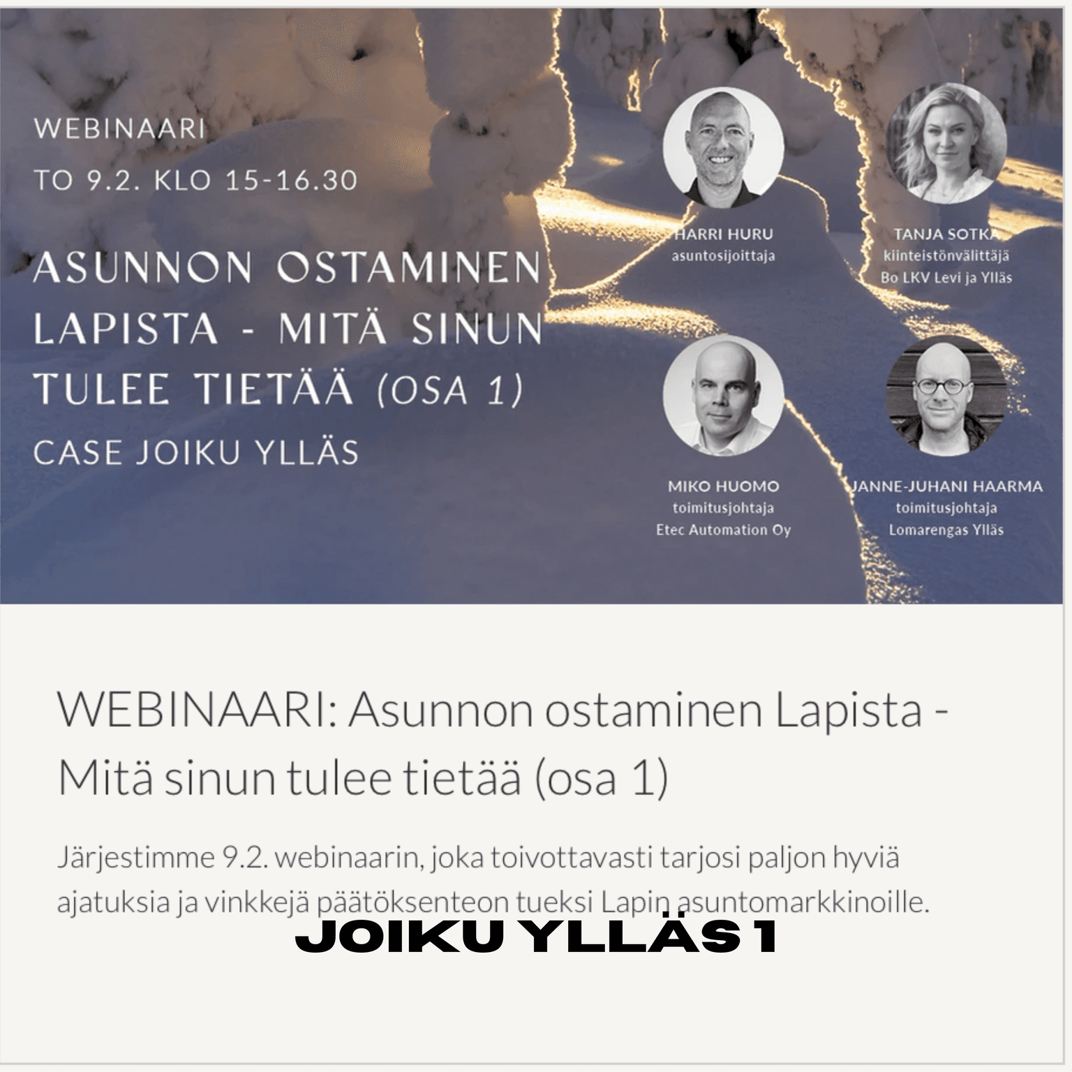 252. Asunnon ostaminen Lapista, mitä sinun tulee tietää 1 - Case Joiku Ylläs artwork