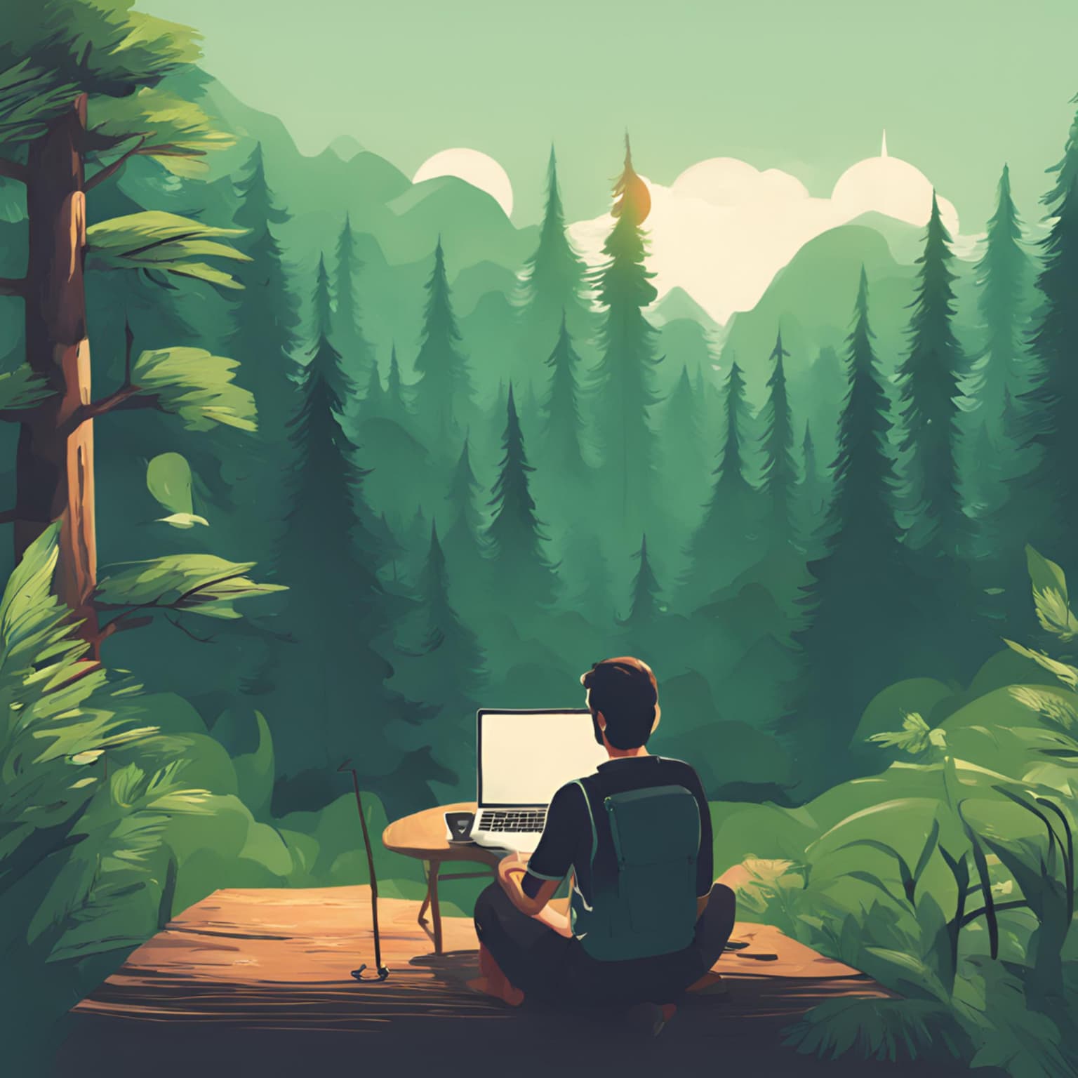 Digital nomad vs. perinteinen elämäntyyli / Digital Nomad vs Traditional Lifestyle artwork