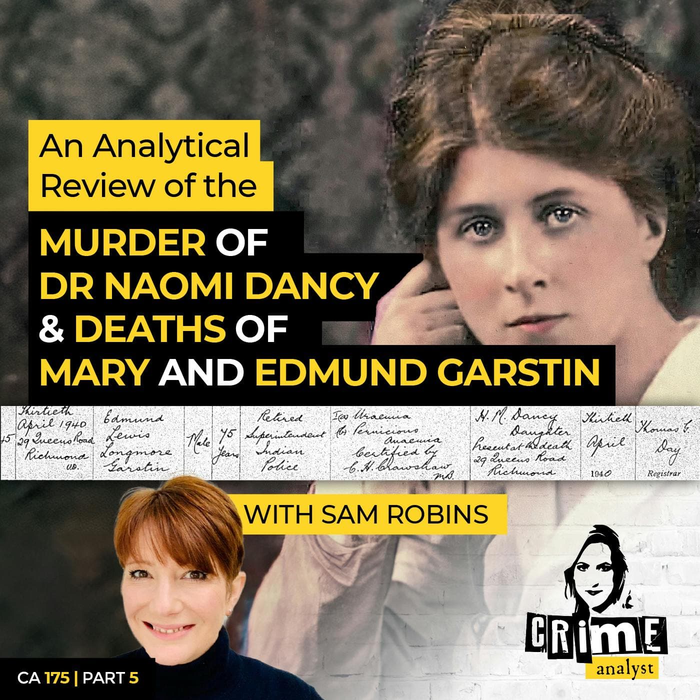 Ep 175: Analyzing the Murder of Dr Naomi Dancy and Deaths of Mary and Edmund Garstin with Sam Robins, Part 5 artwork