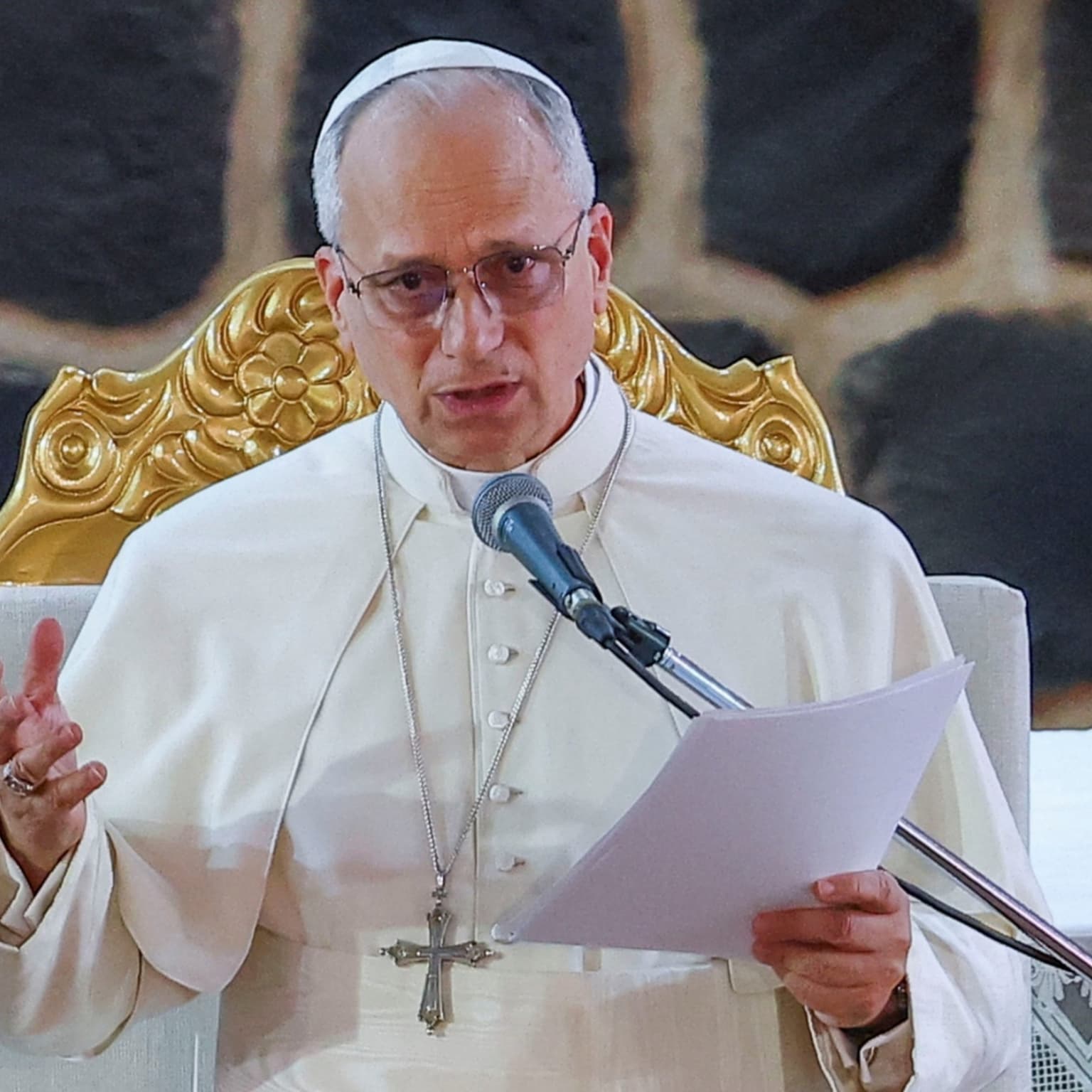 Pope Leo: 'world ravaged by handful of tyrants' artwork
