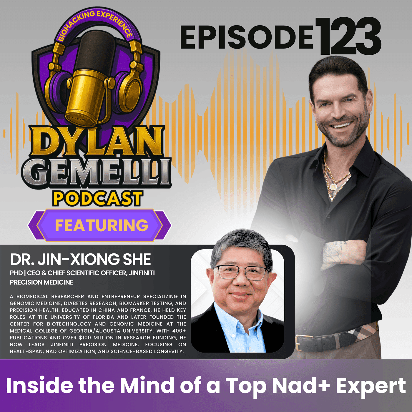 Episode #123 Featuring Dr. Jin-Xiong She! Inside the mind of a world renowned NAD+ EXPERT! Everything you need to know about NAD+!! artwork