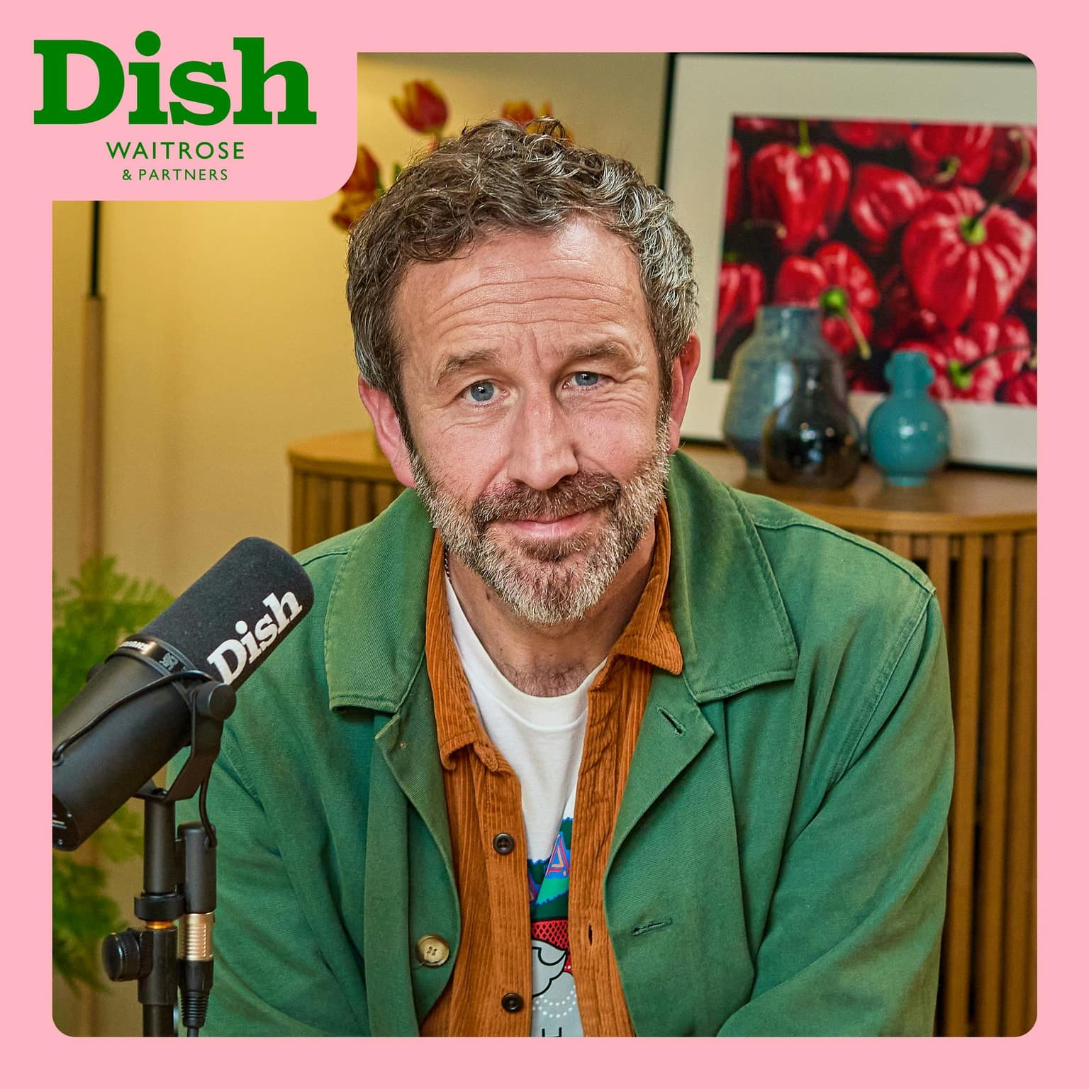 Chris O’Dowd, sticky pulled pork and a pickled salad and a whisky artwork