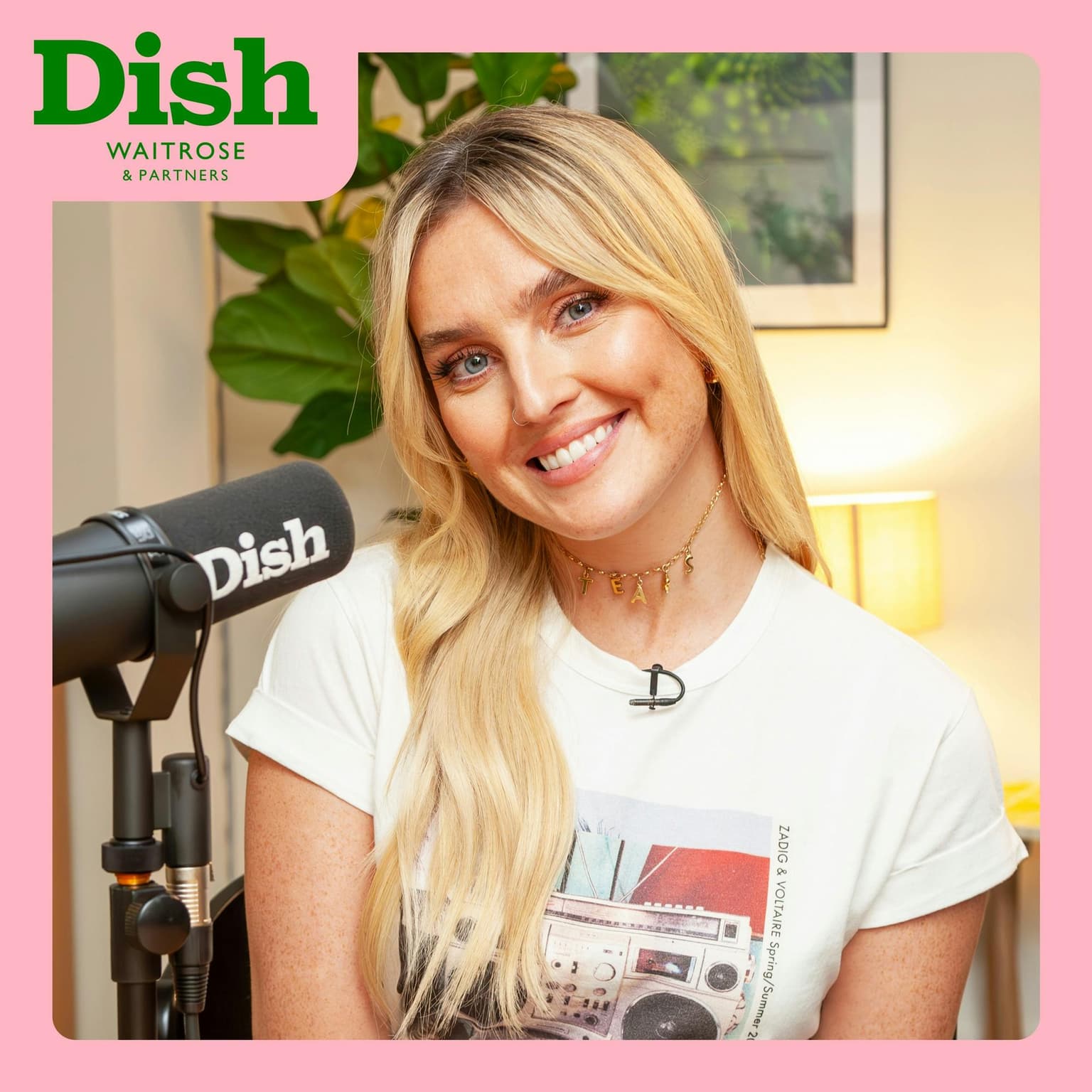 Perrie, green tikka masala chicken skewers and a rosé artwork