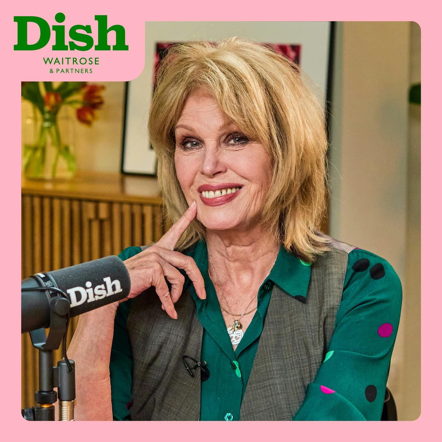 Joanna Lumley, parsnip gnocchi with sage & garlic mushrooms and a Gavi artwork
