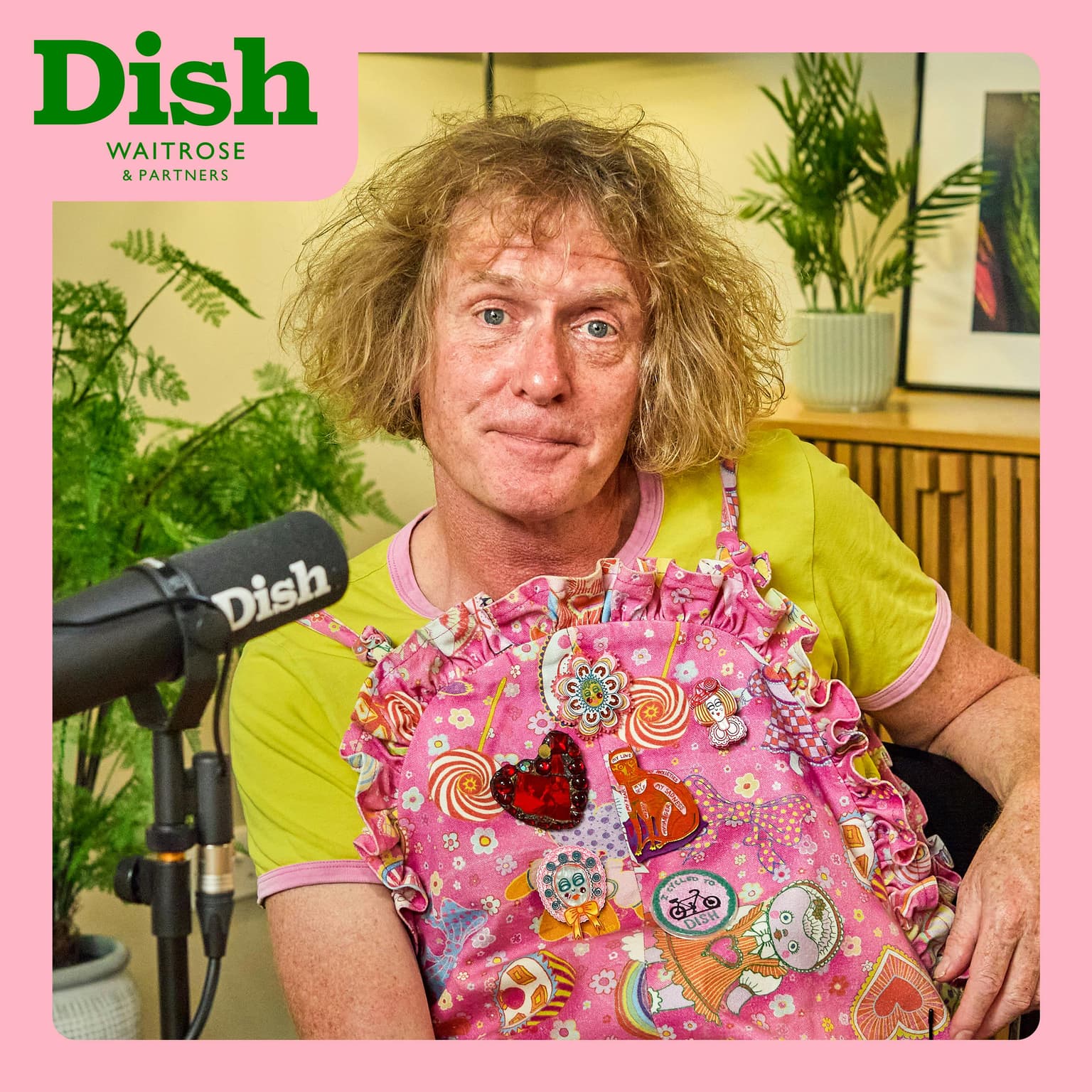 Sir Grayson Perry, smashed cucumber and steak noodle salad and a beer artwork