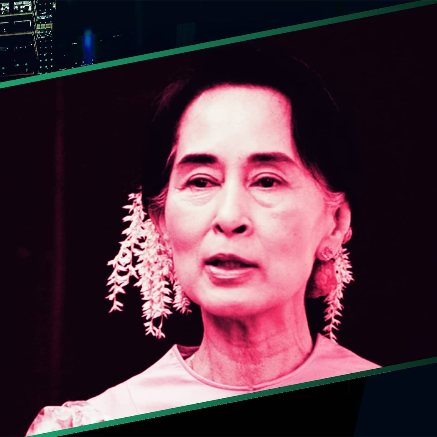 Aung San Suu Kyi – frihetskämpen med glorian på sned artwork