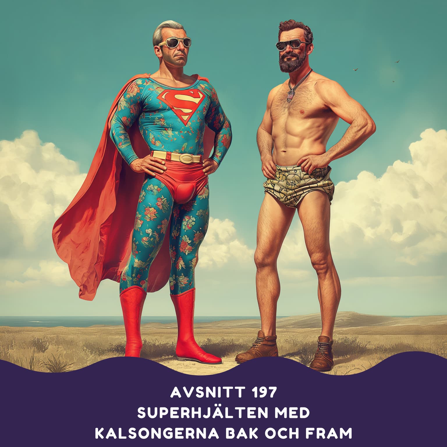 Superhjälten med kalsongerna bak och fram artwork