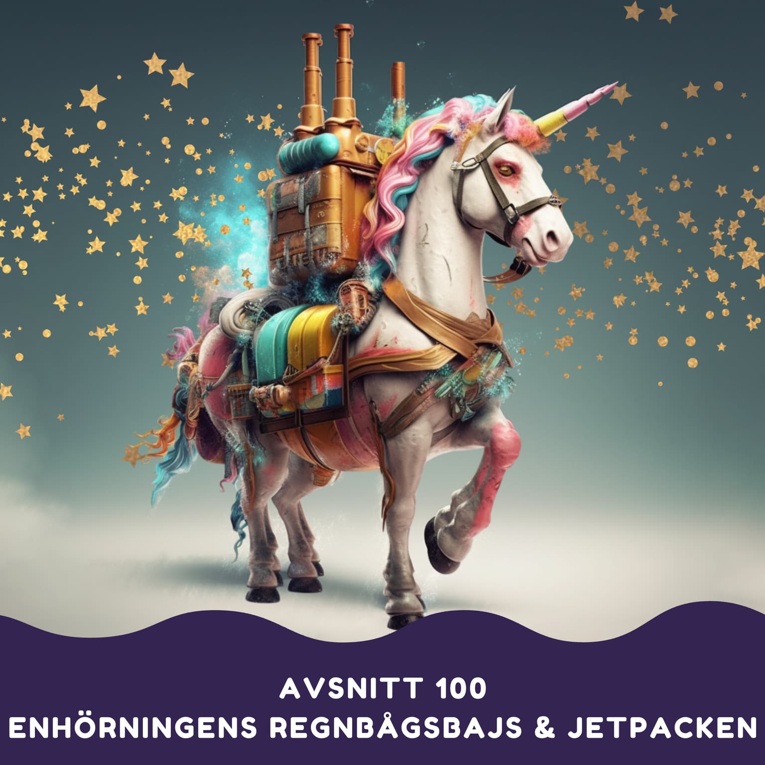 Enhörningens regnbågsbajs och jetpacken artwork
