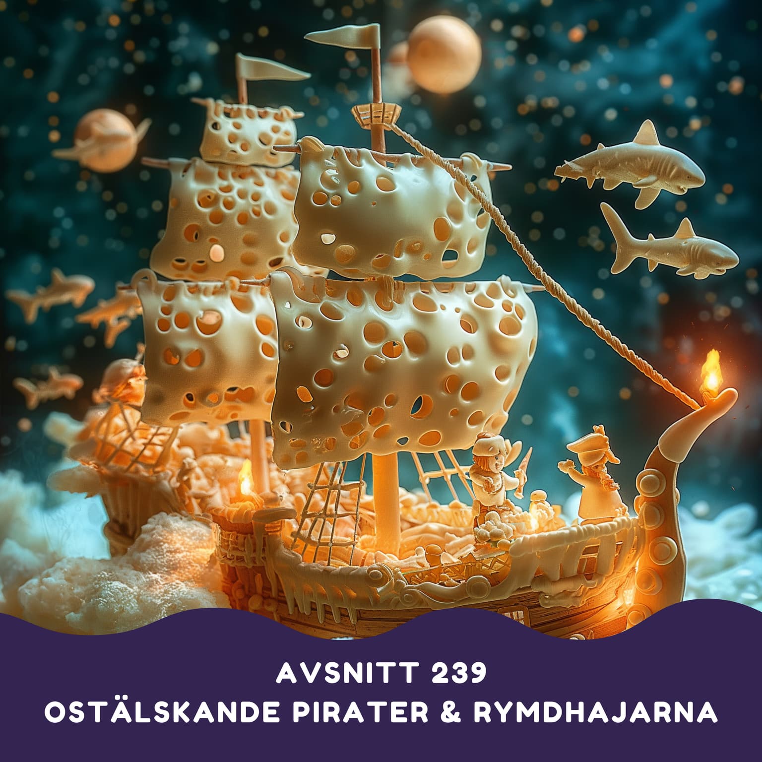 Ostälskande pirater och rymdhajarnas skatt artwork