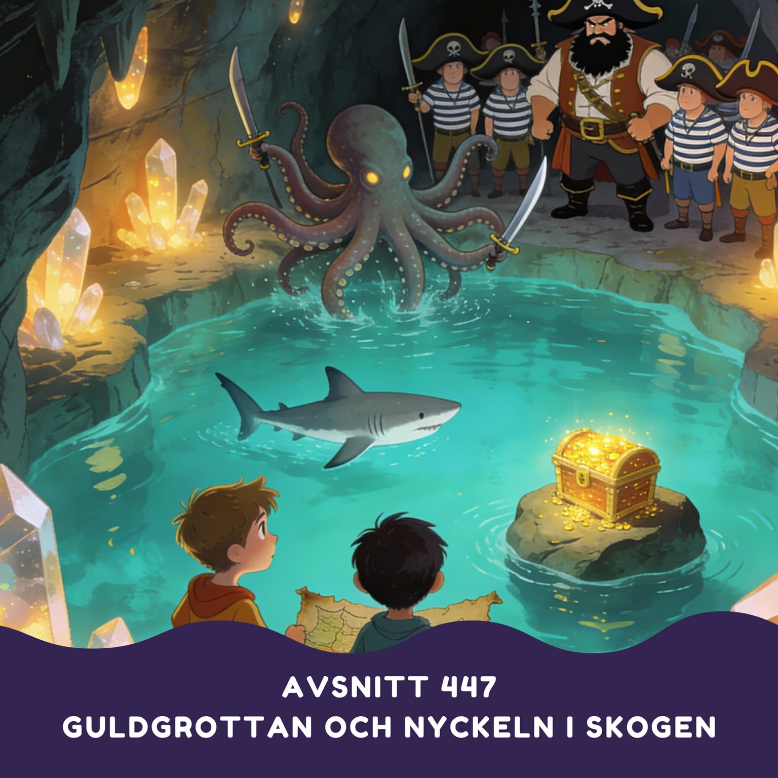 Guldgrottan och nyckeln i skogen artwork