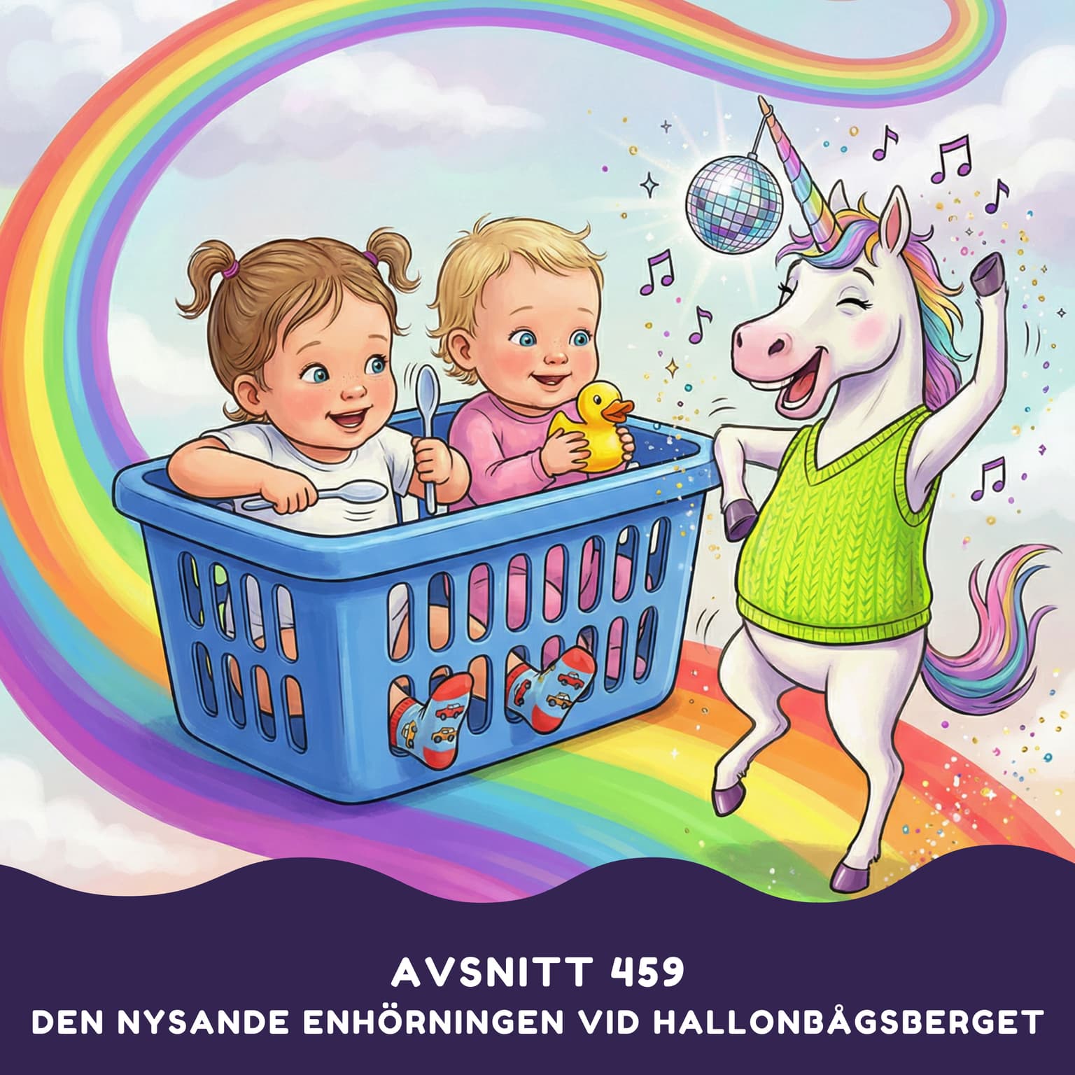 Den nysande enhörningen vid Hallonbågsberget artwork
