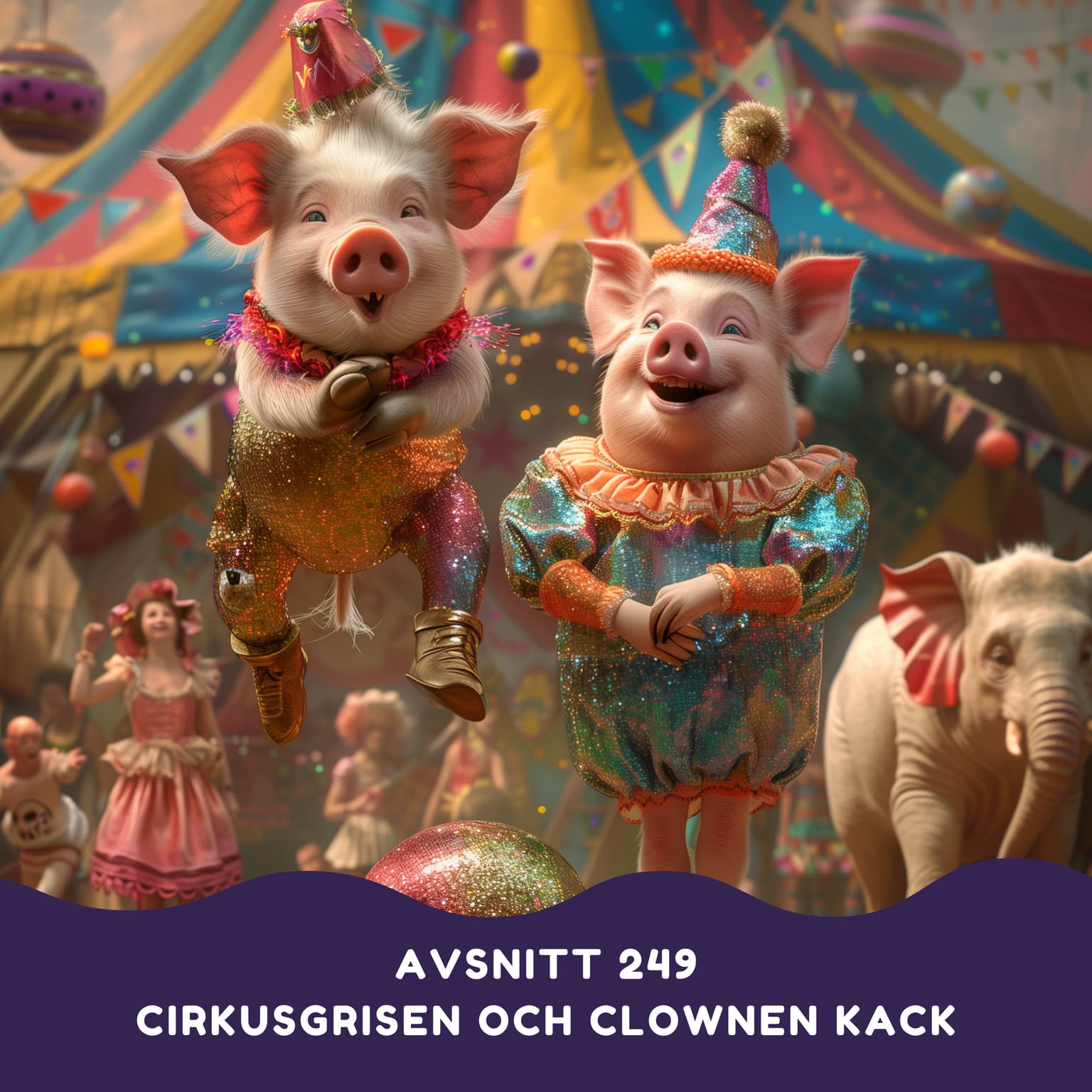 Cirkusgrisen och clownen Kack artwork