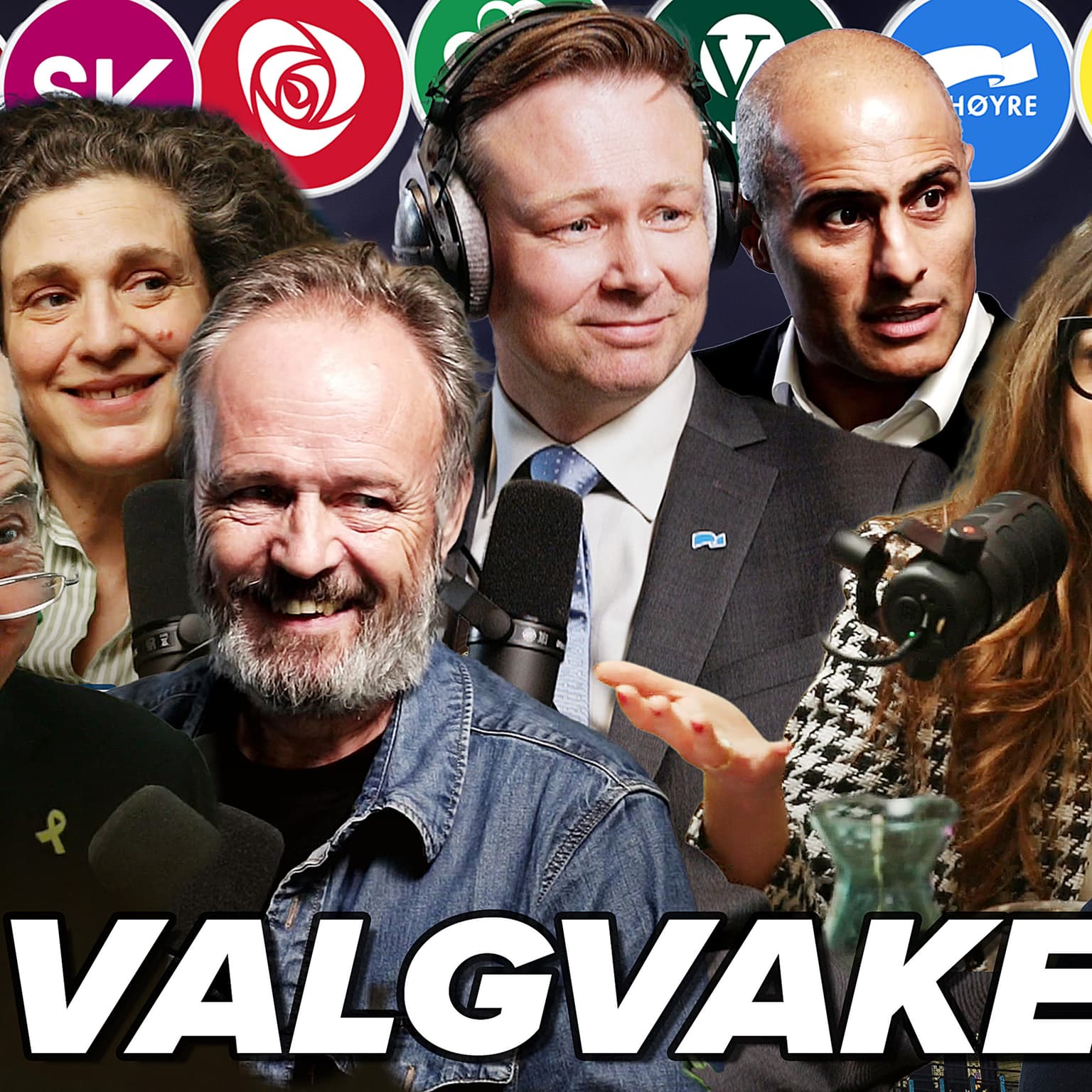 Valgvake med Ole Asbjørn Ness, Mahmoud Farahmand, Dag-Inge Ulstein, Ervin Kohn, Vebjørn Selbekk, Simen Sandelien, Anouchka, Leif Knutsen og Zhira Beck artwork